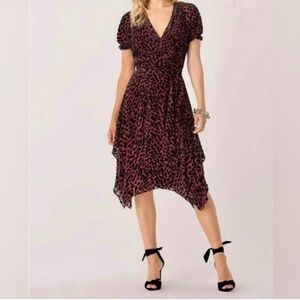 Diane Von Furstenberg Katherine Wrap  Black and Burgundy Dress size M